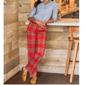 J McLaughlin Red Plaid Hattie Pants Size 2